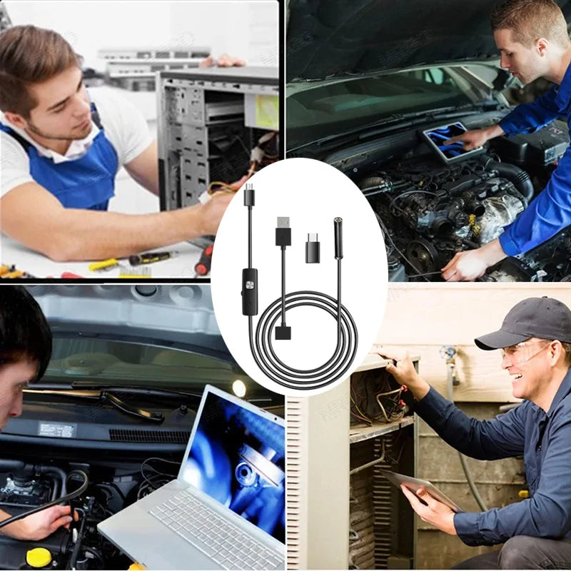 Android Endoscope 5.5Mm 7Mm Borescope Inspection Snake Camera Waterproof with 6 LED Lights Compatible with Android Phone PC