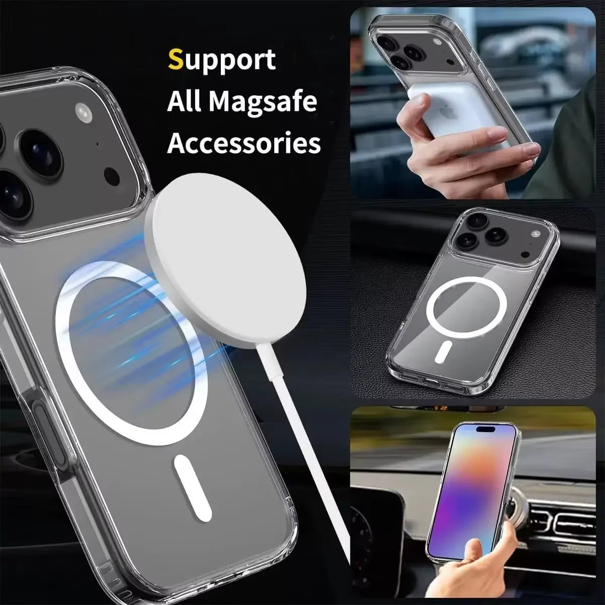 Strong Magnetic Case for Iphone 17 Pro Max/17Pro/17Air Transparent Phone Cover for Iphone 17 Suit for Magsafe Charging Shell